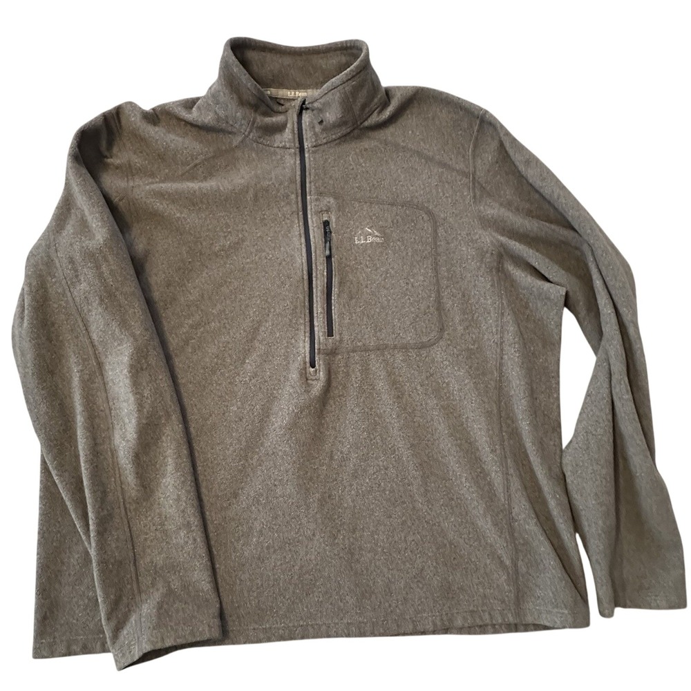 L.L.Bean Men's Fleece‎ Quarter Zip Pullover Gray Extra Large Regular Lightweight
